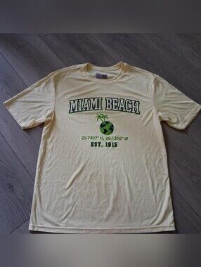 A4 yellow “Miami Beach" short sleeve crew neck T-shirt